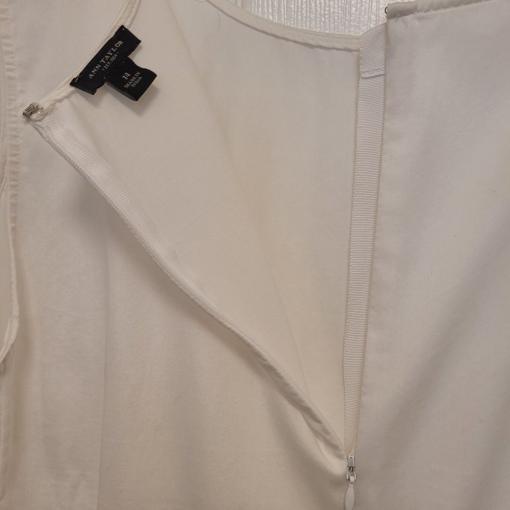 Classic Ann Taylor White Top w/ Peplum - Picture 9 of 10